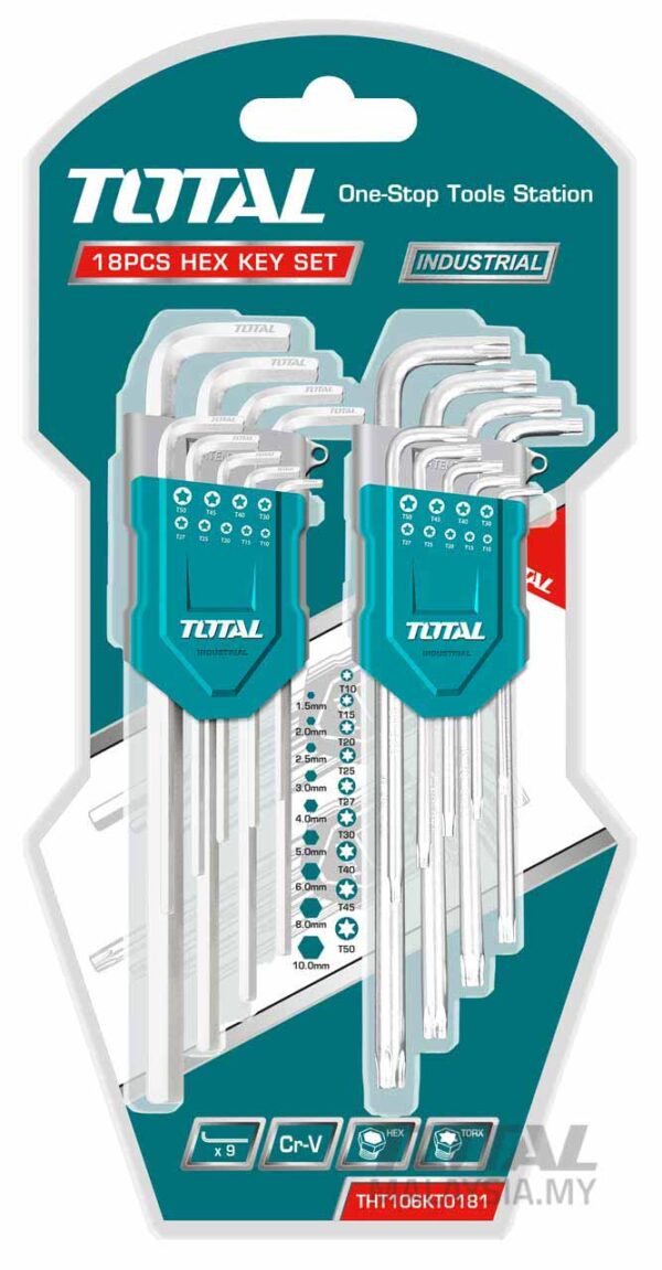 Hex Key & Torx Key 18 Pcs Set Total THT106KT0181