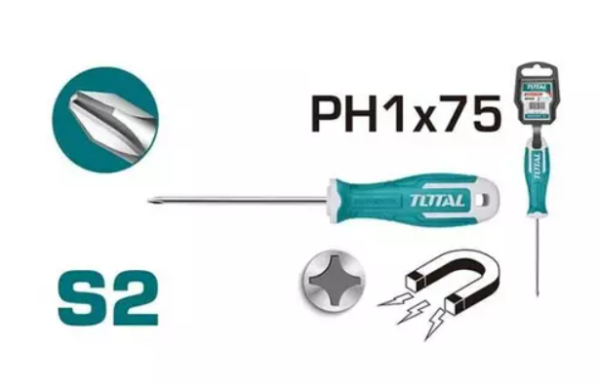 Phillips Screw Driver PH1 x 75mm Total THT26PH1075
