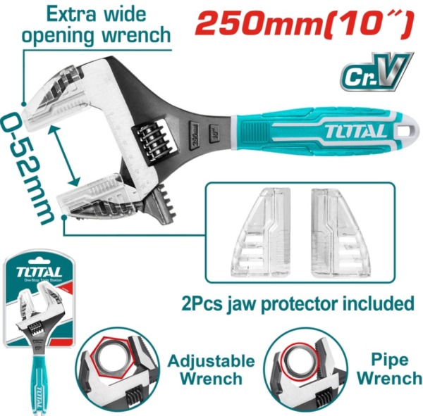 2 IN 1 Adjustable Wrench 250mm Total THT10120G